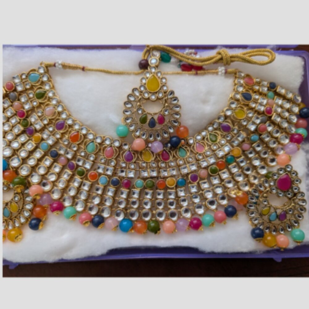 Beautiful Multicolor Indian Style Necklace and Earrings